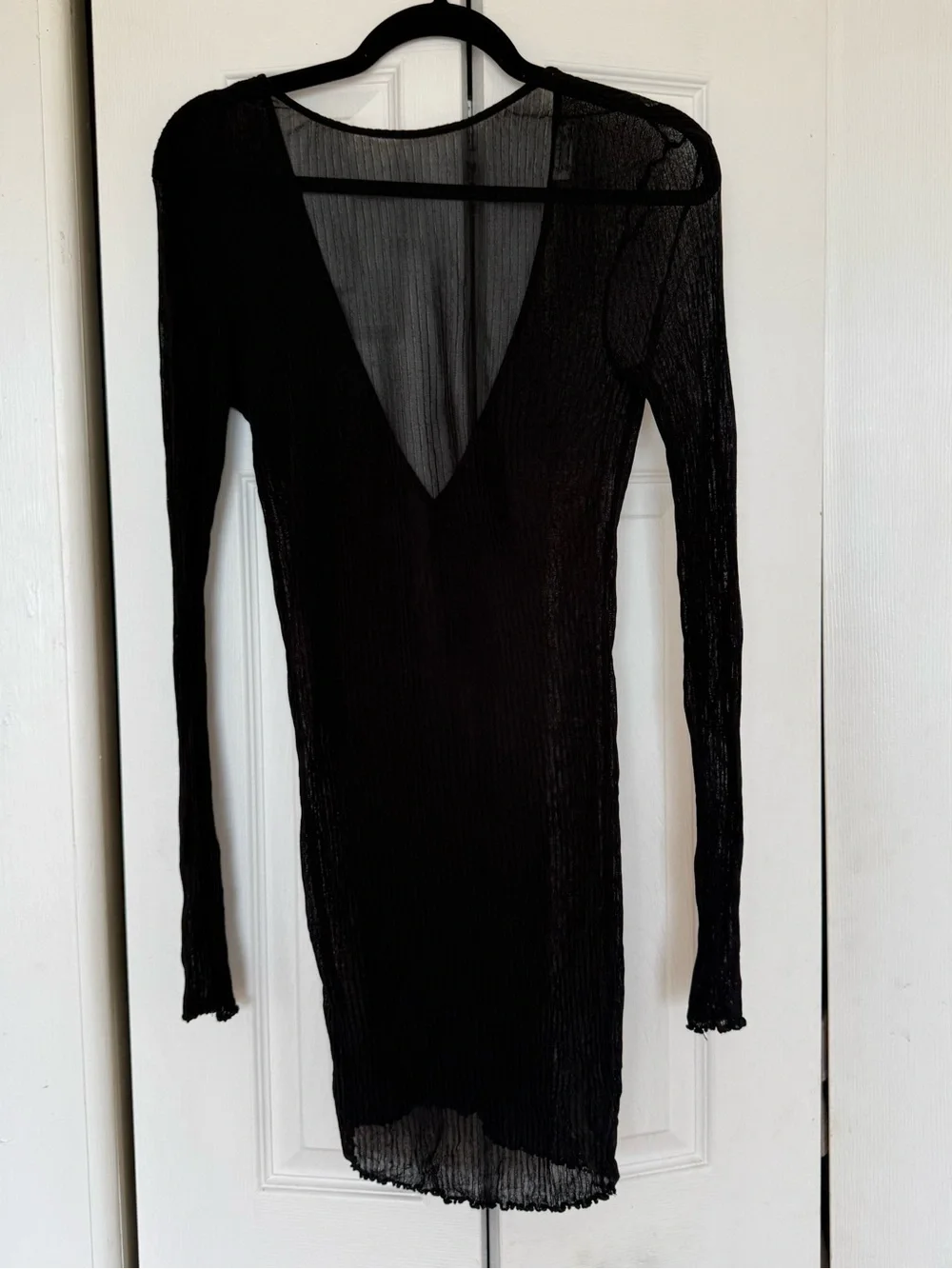 Free People Sheer Black Long Sleeve Cover Up, Backless - Picture 1 of 4